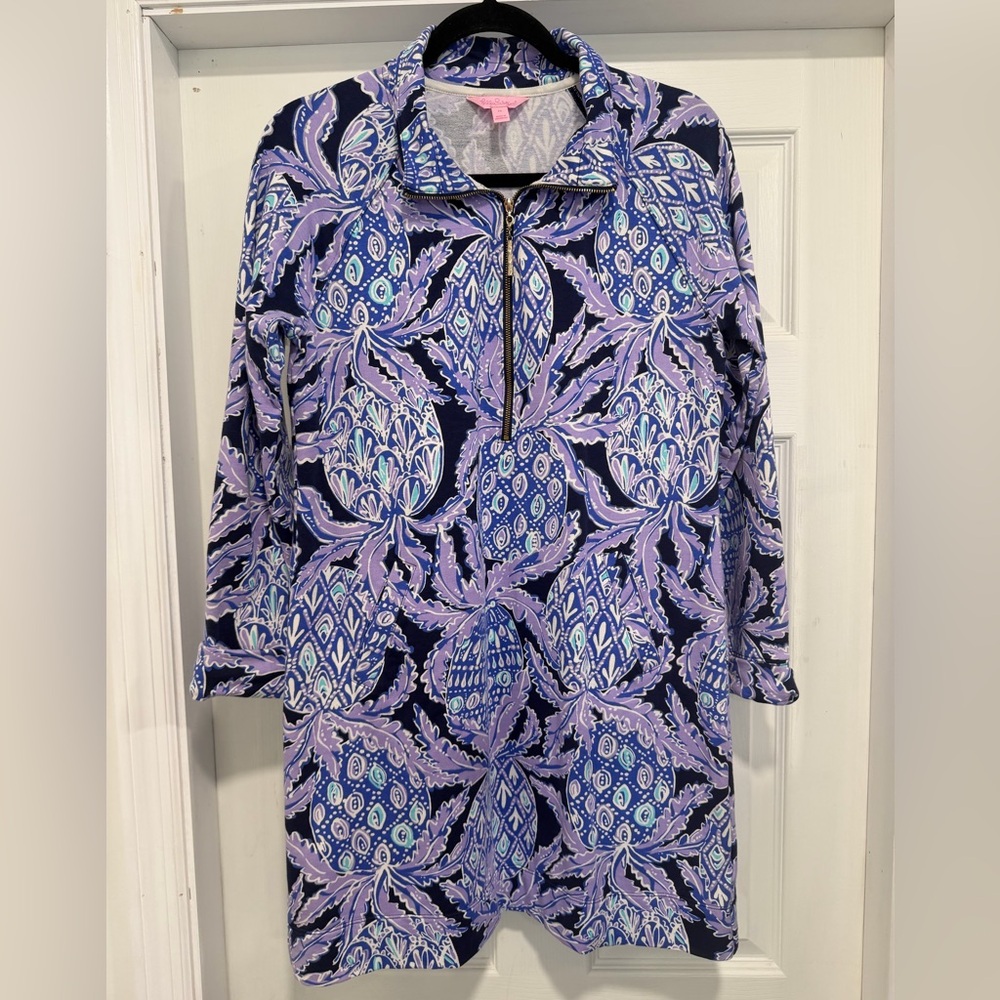 Lilly Pulitzer UPF 50+ Skipper Dress Lilac Verben Pop Up Coco Safari Size M